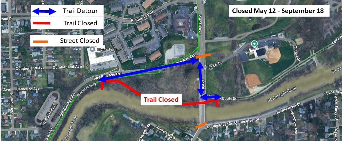 Rivergreenway Detour at Parnell Ave