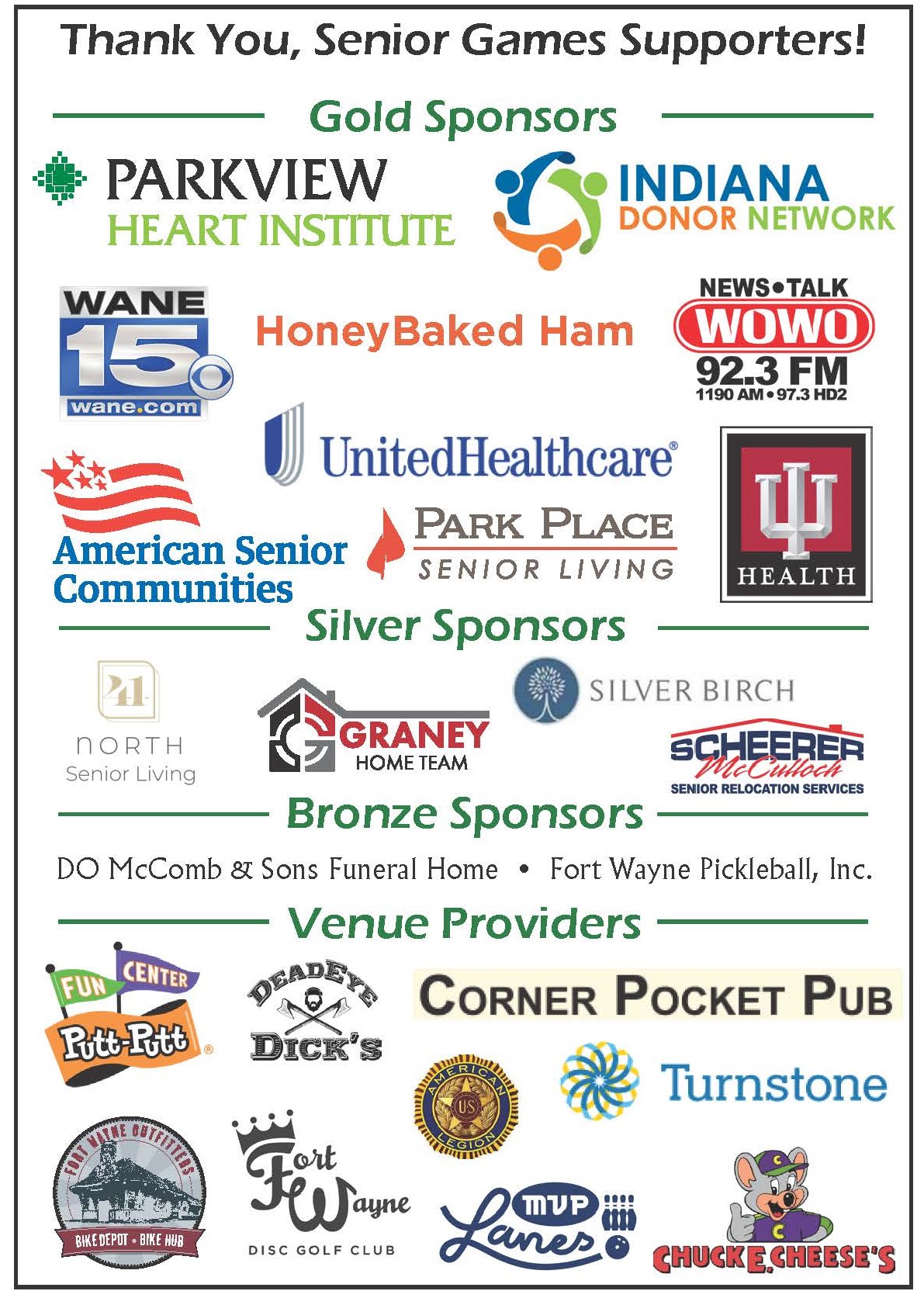 Senior Games sponsors 2023
