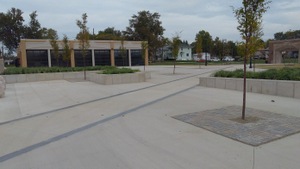 Pavilion with sidewalks in front